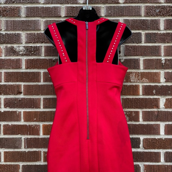 Calvin Klein Sz 8 Red Sleeveless Embellished Scuba Sheath Party Dress - Picture 3 of 11